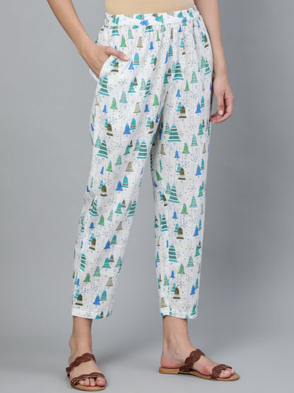 Women's Off White Printed Trouser