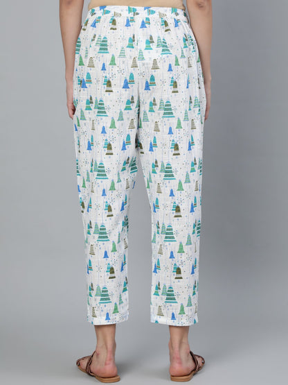 Women's Off White Printed Trouser