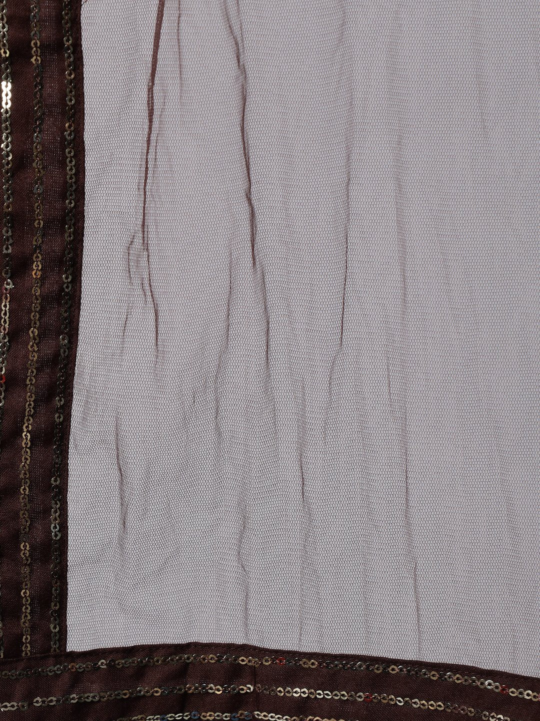 Women's Dark Brown Sequence Straight Kurta Plazzo & Net Dupatta