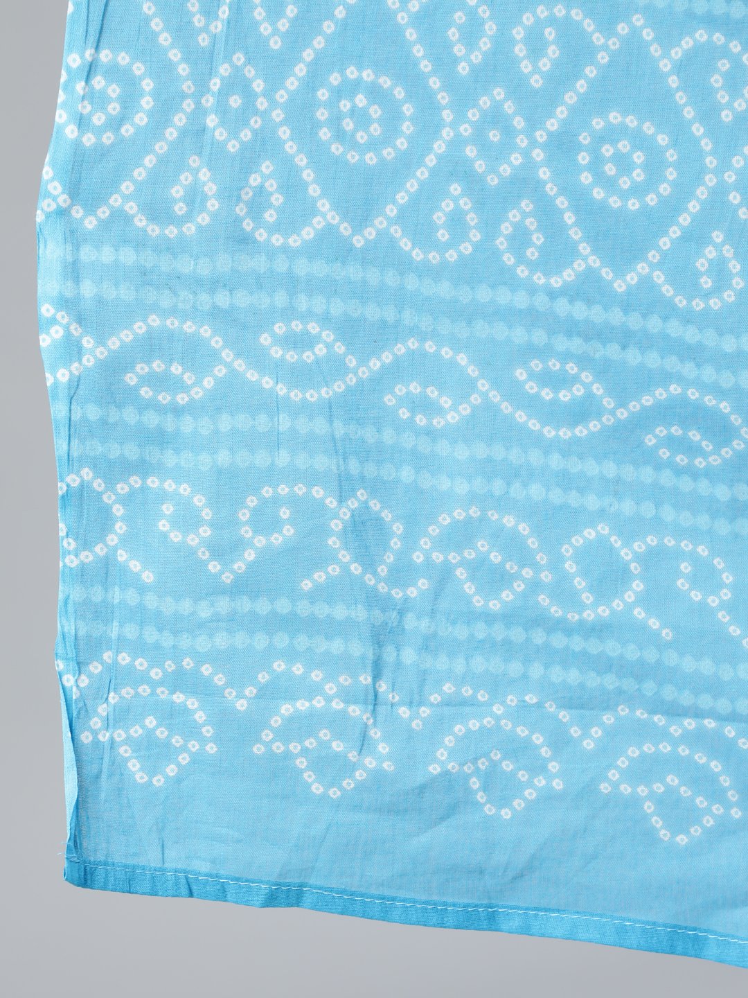 Women's Sky Blue Straight Bandhani Printed Kurta With Plazzo & Dupatta