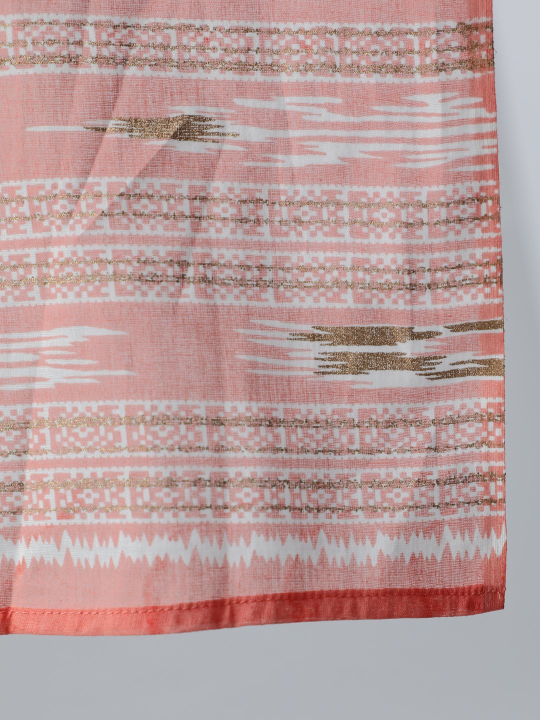 Women's Peach & Gold Printed Maternity Dress With Three Quarter Sleeves & Dupatta