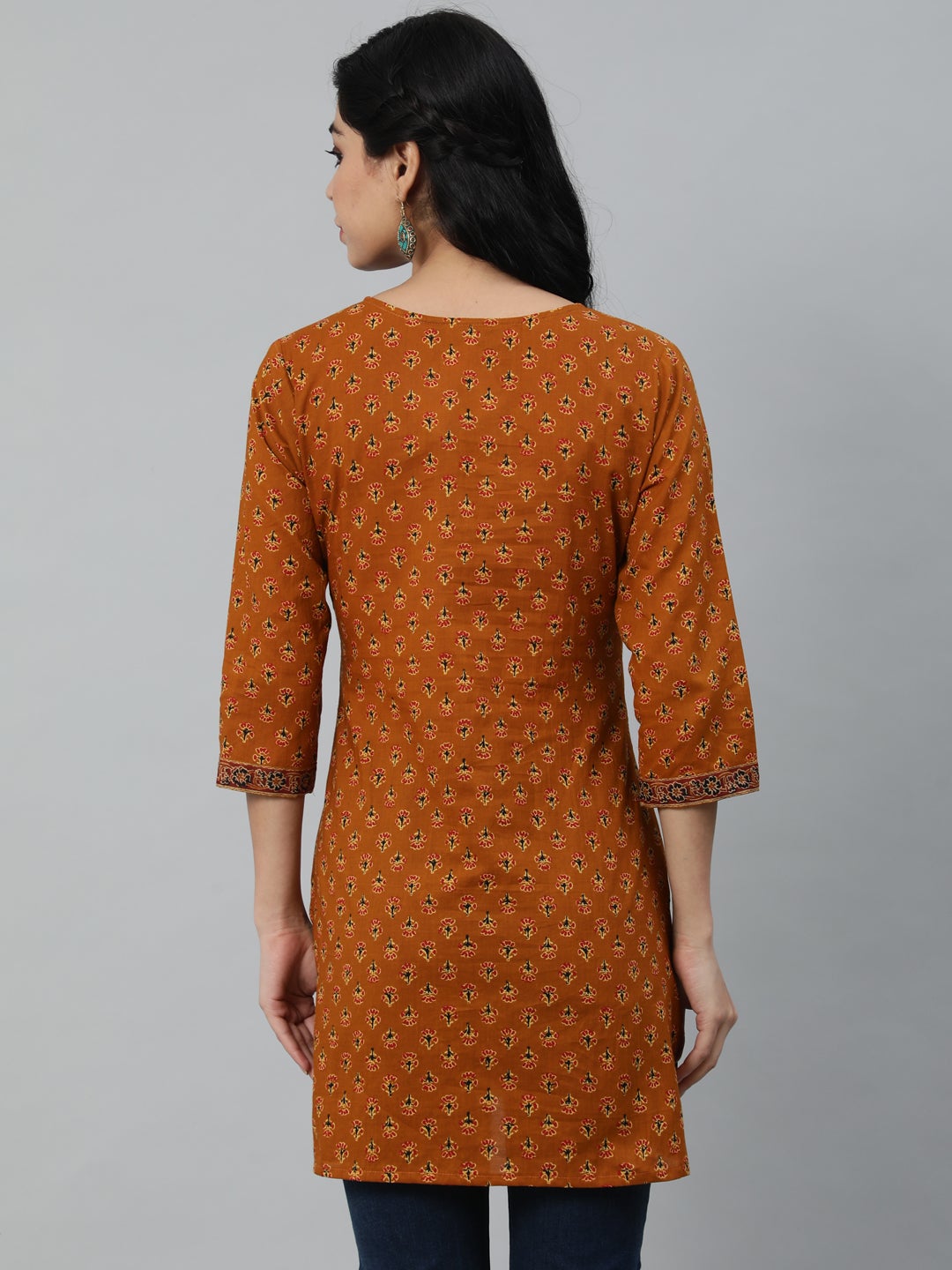 Women's Mustard & Red Printed Tunic
