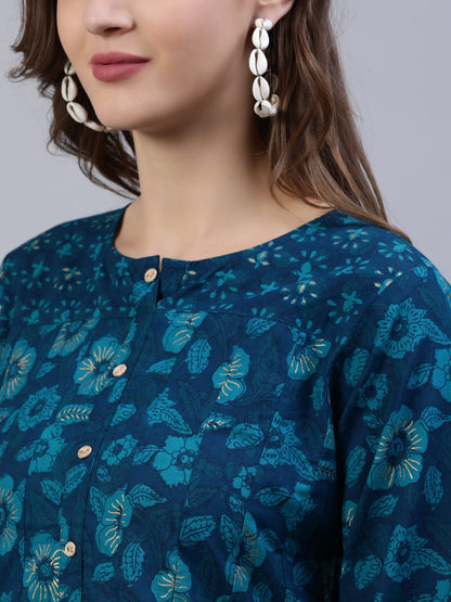 Women's Green Box Pleated Tunic