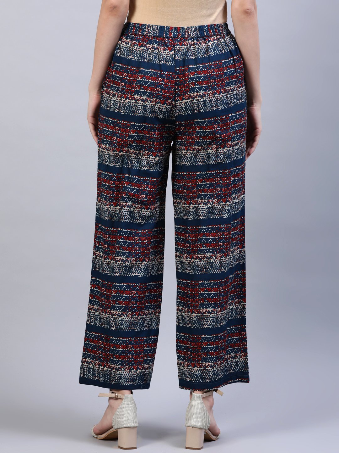 Women's Blue & Red Printed Palazo
