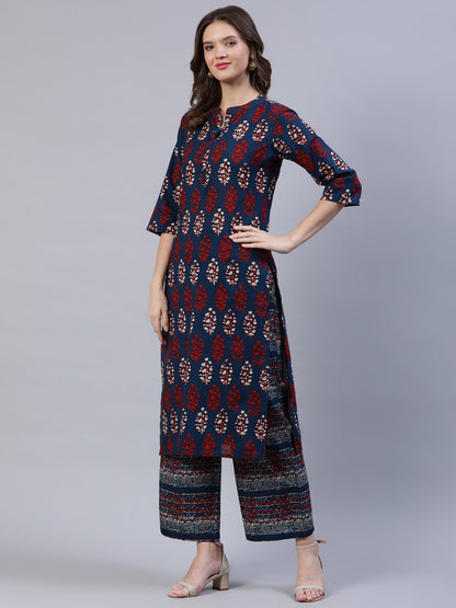 Women's Blue & Red Printed Palazo
