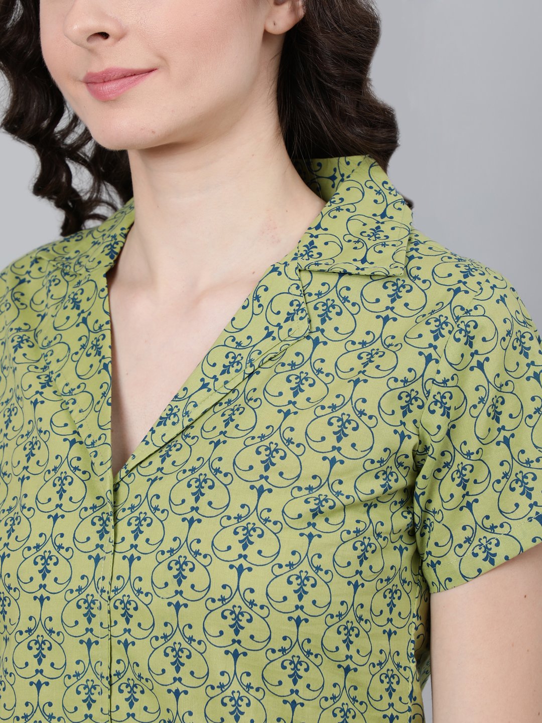 Women's Green Printed Night Suit