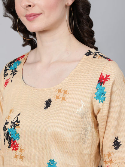 Women's Cream Printed Night Suit