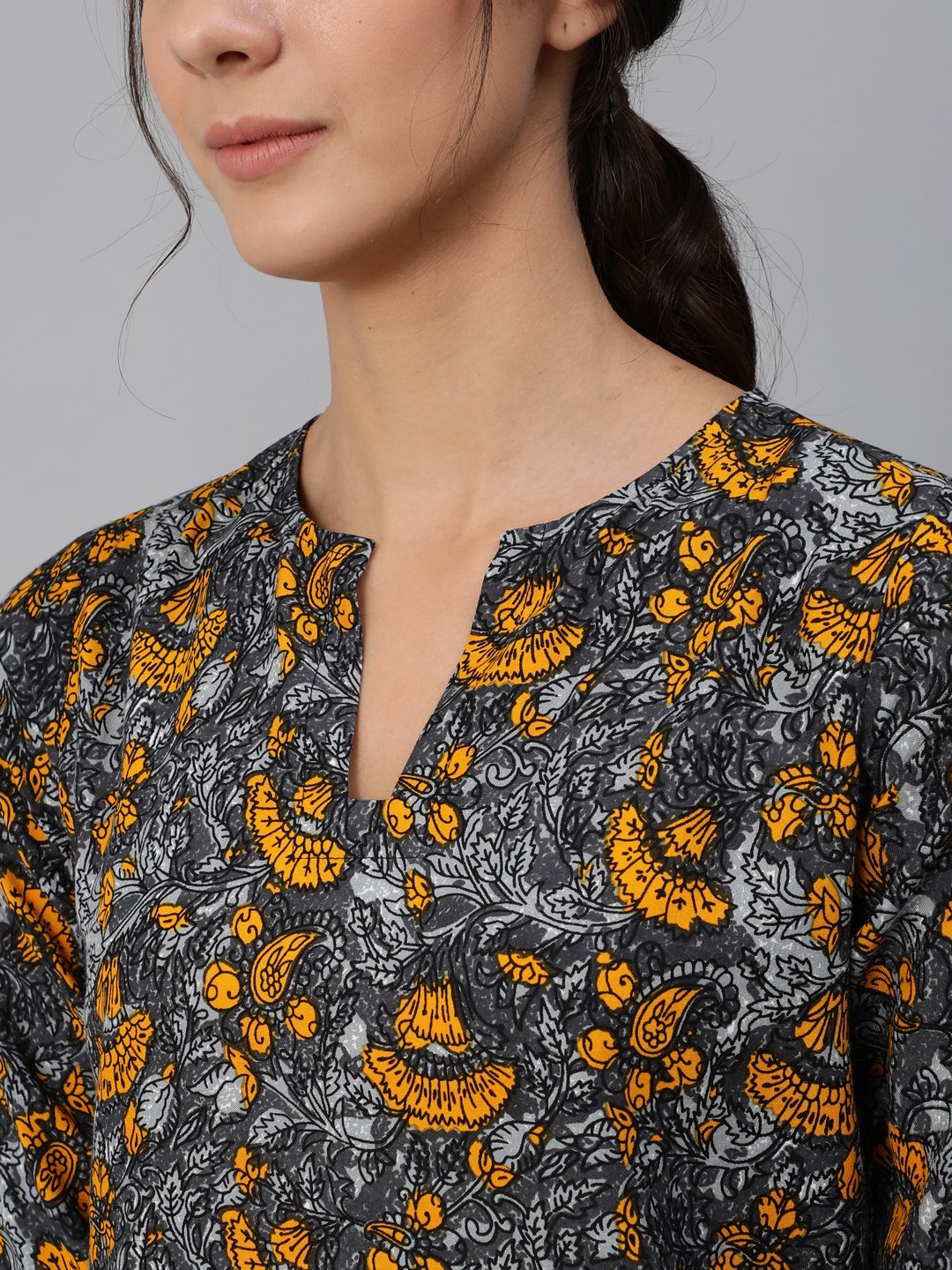 Women's Grey Printed Night Suit Set