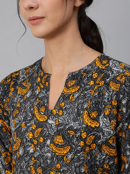 Women's Grey Printed Night Suit Set
