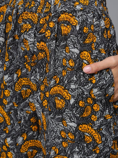 Women's Grey Printed Night Suit Set
