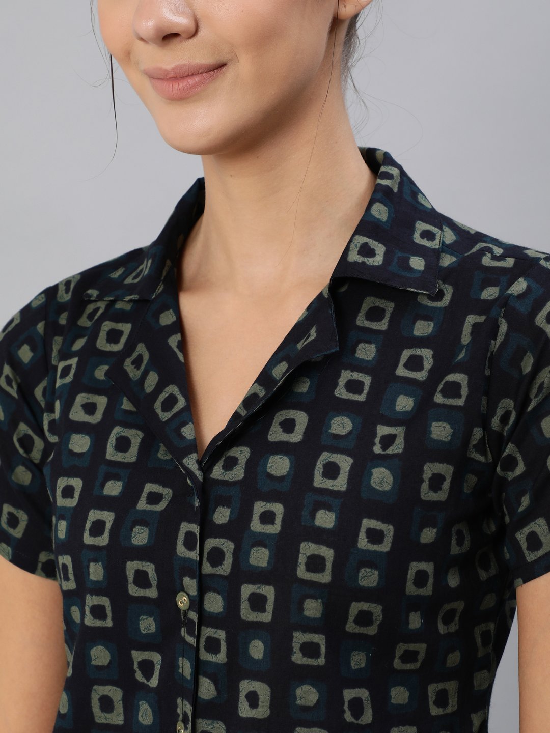 Women's Dark Green Printed Night Suit Set