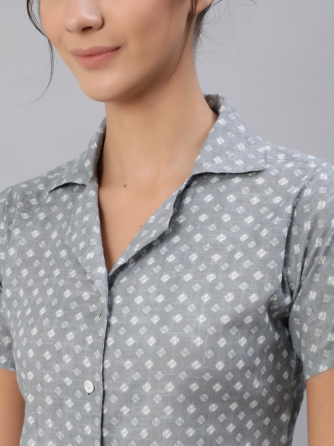 Women's Grey Printed Night Suit Set