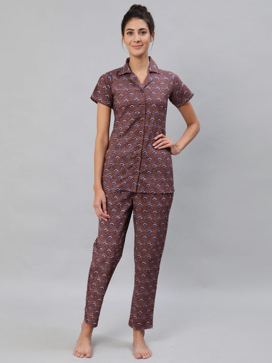 Women's Multi Colored Night Suit Set