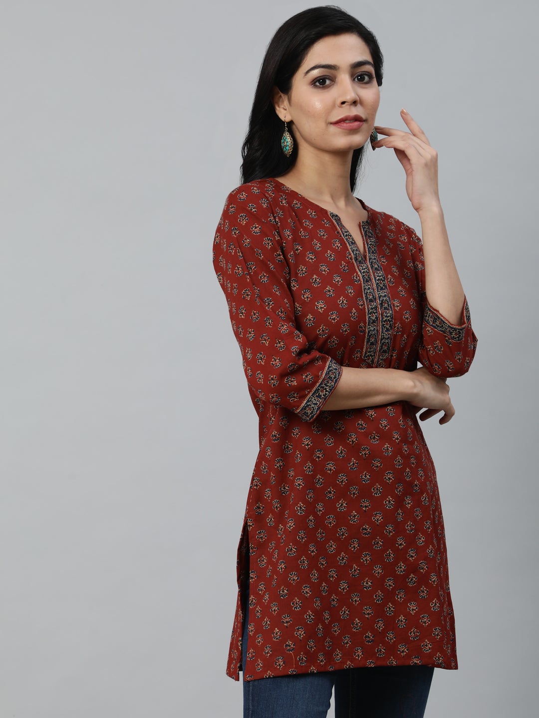 Women's Maroon Printed Tunic