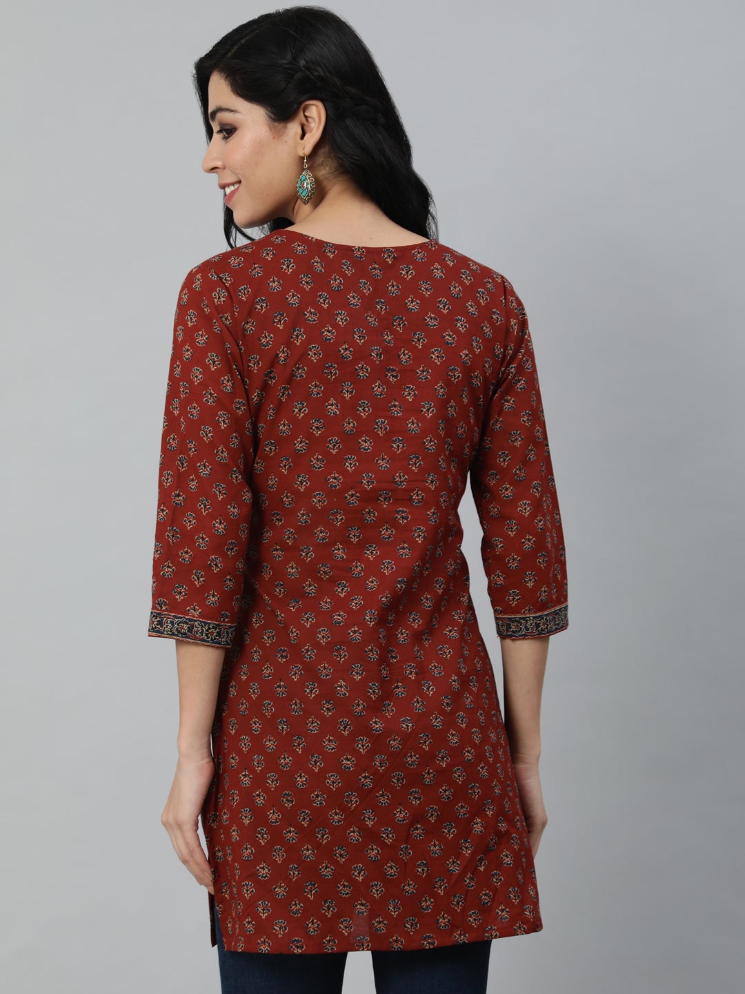Women's Maroon Printed Tunic