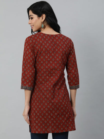 Women's Maroon Printed Tunic