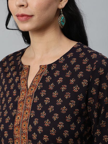 Women's dark Purple Printed Tunic