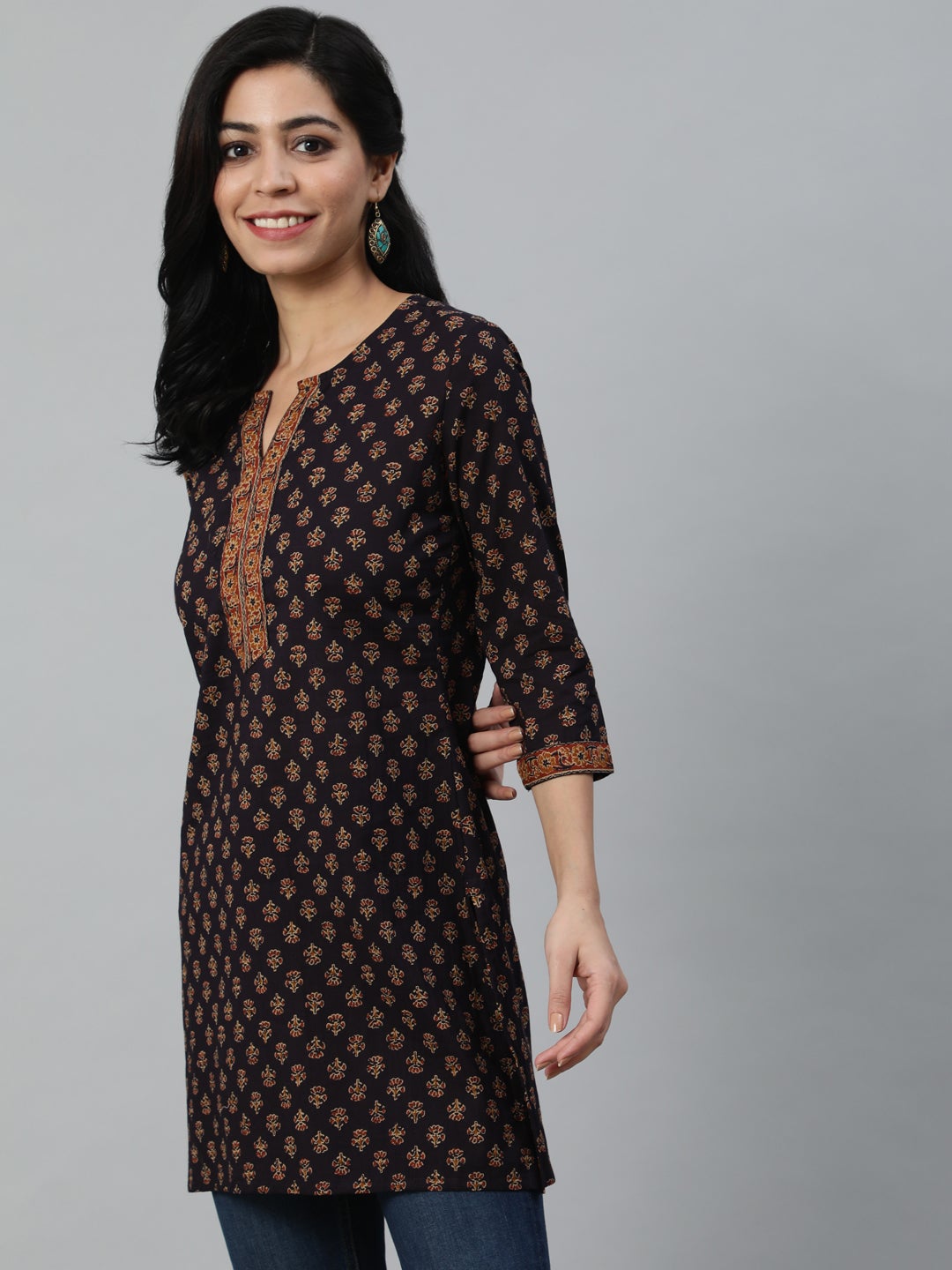 Women's dark Purple Printed Tunic