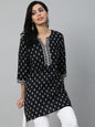 Women's Black & White Printed Cotton Tunic
