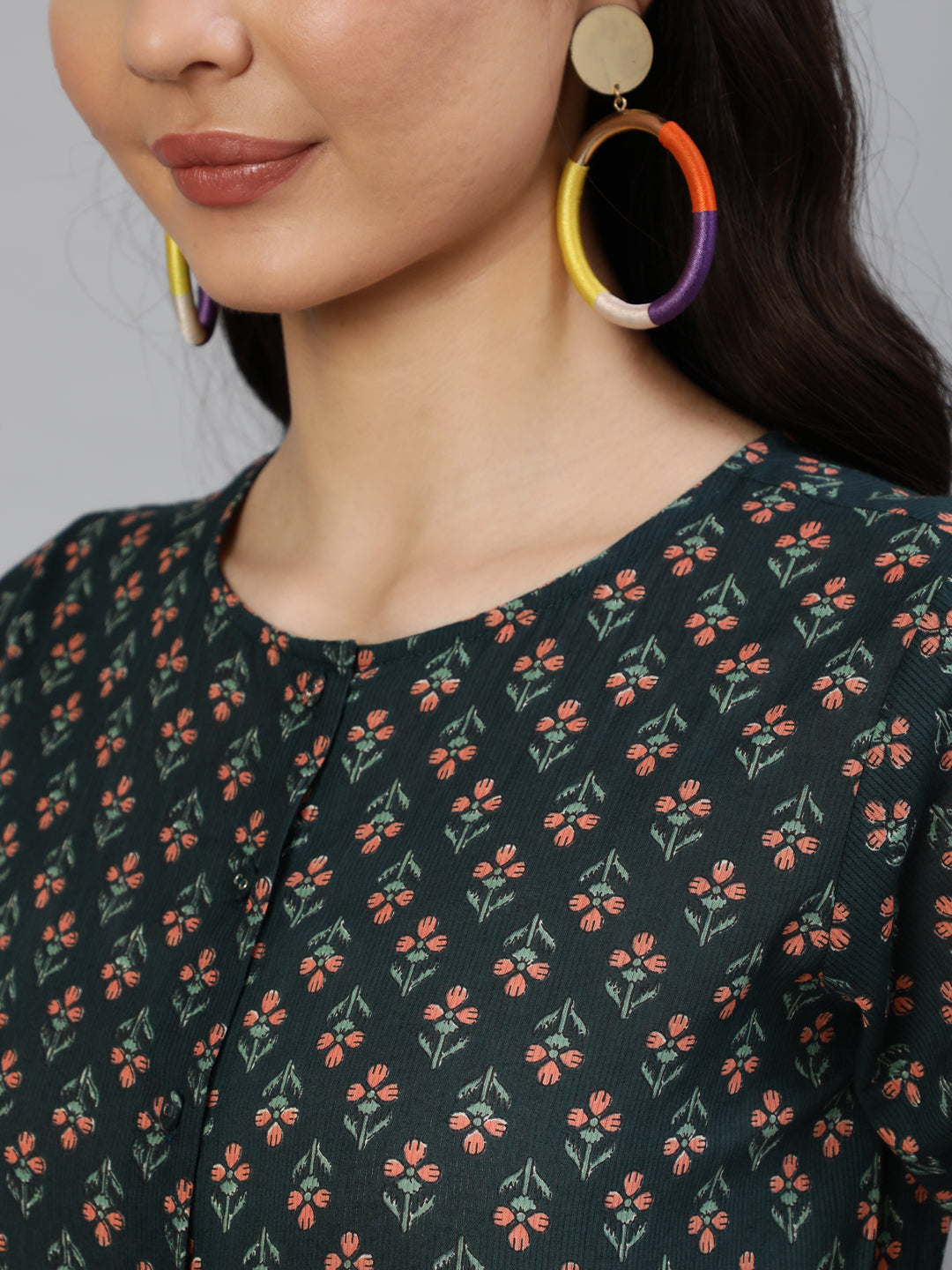 Women's Green Printed Jumpsuit With Side Pockets