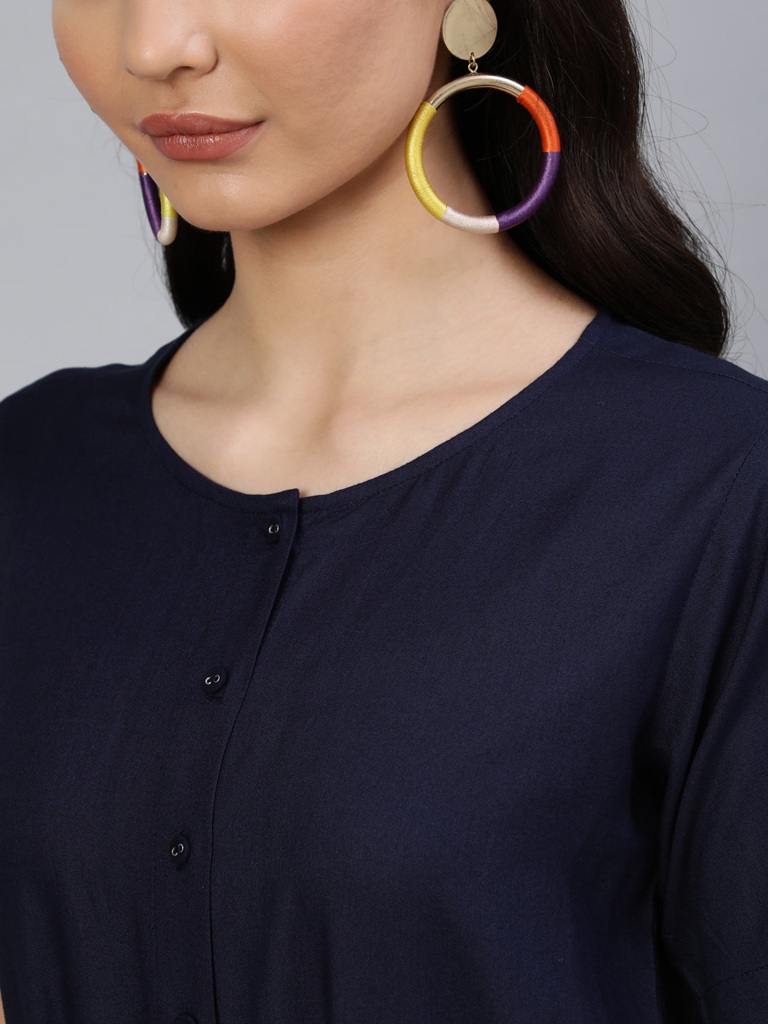 Women's Navy Blue Jumpsuit With Side Pockets