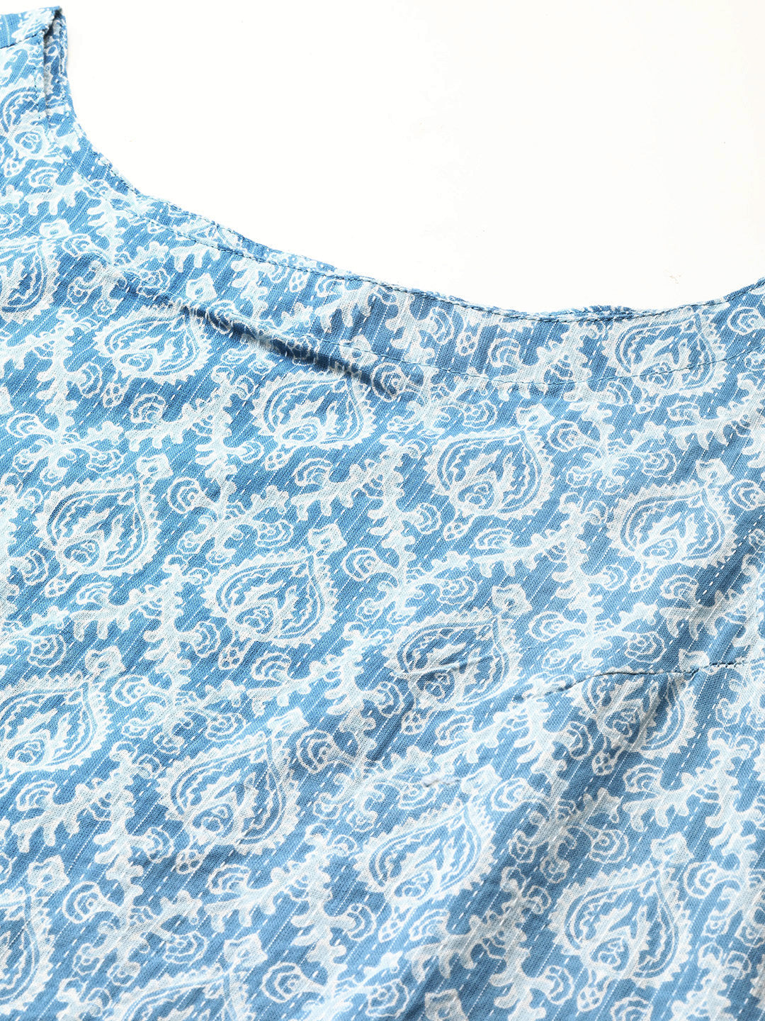 Women's Blue Ethnic Straight Sleeveless Kurta