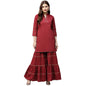 Women's Maroon Solid Kurta With Maroon Sharara