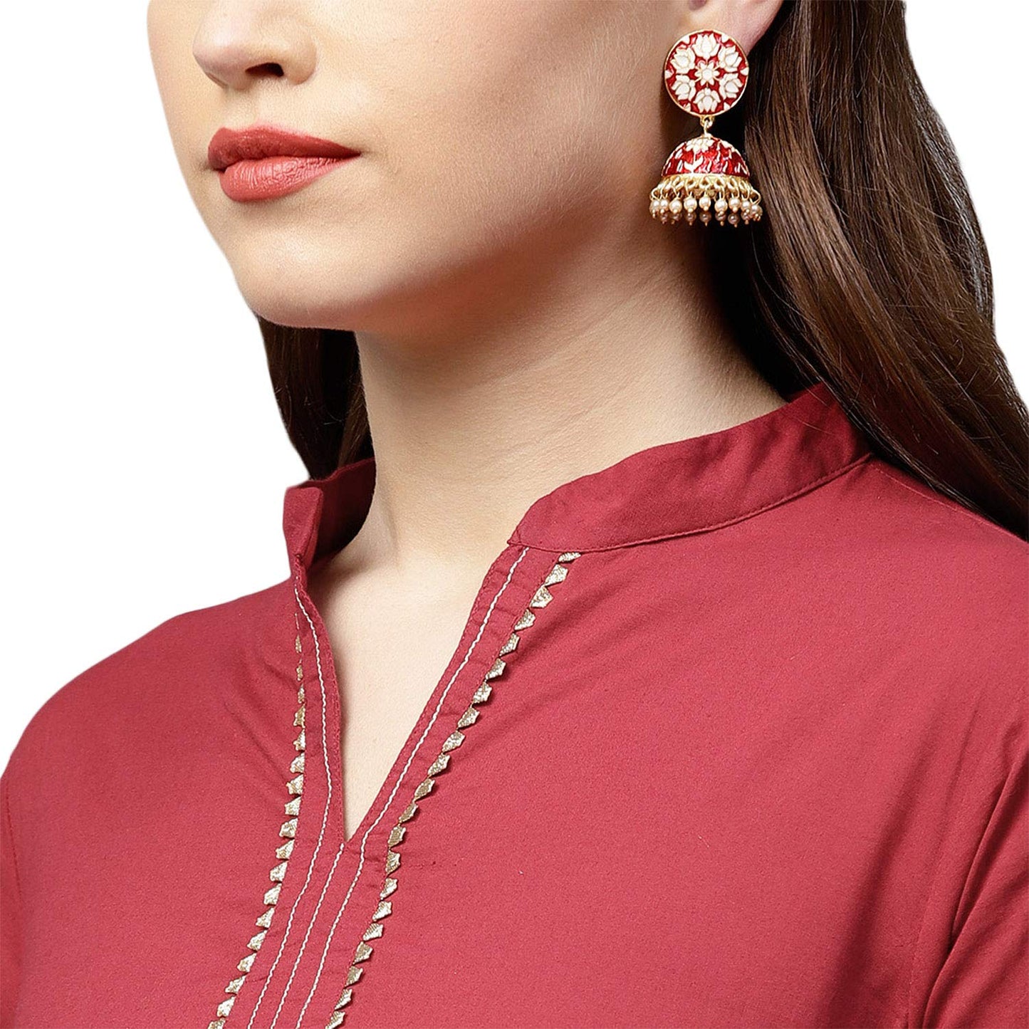 Women's Maroon Solid Kurta With Maroon Sharara