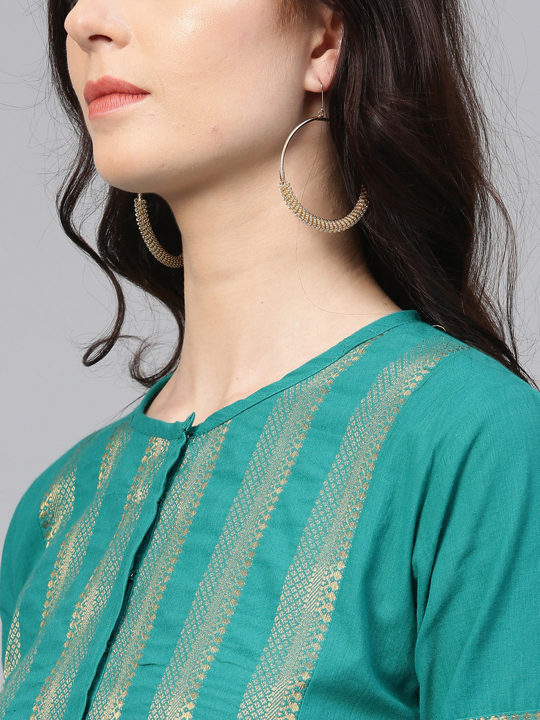 Women's Green Yoke Design Kurta With Palazzos