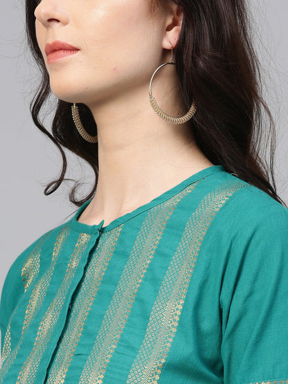 Women's Green Yoke Design Kurta With Palazzos