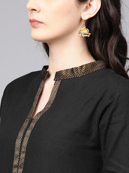 Women's Black Solid Kurta With Palazzos