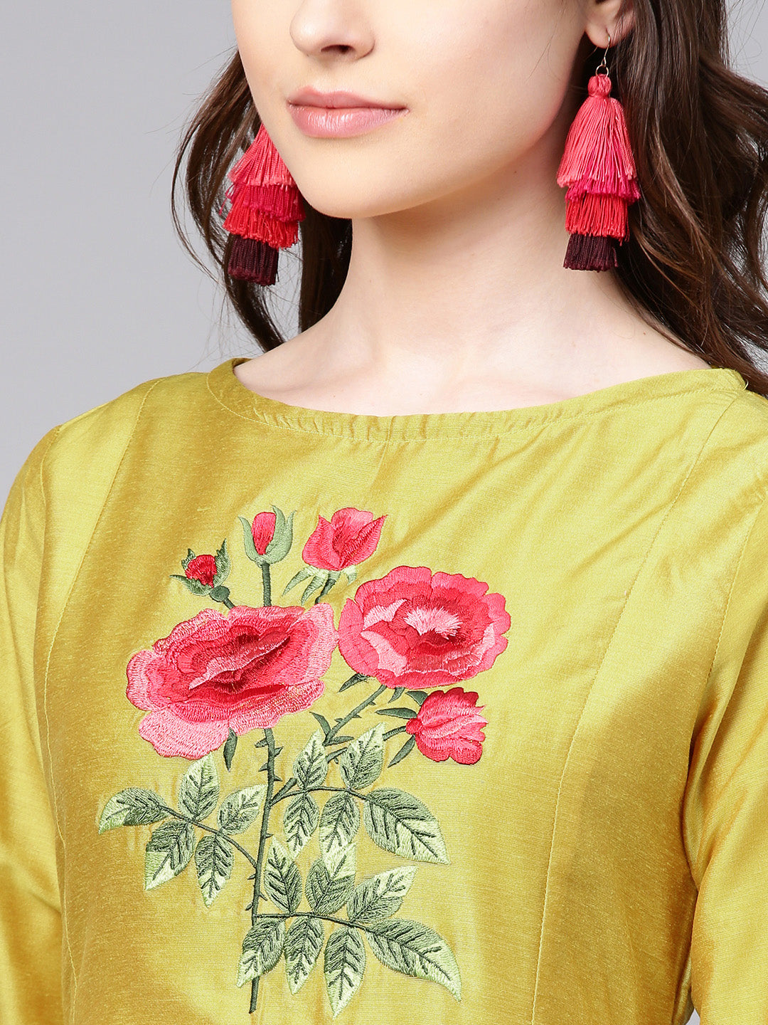 Women's Mustard Yellow Yoke Design Kurta With Palazzos
