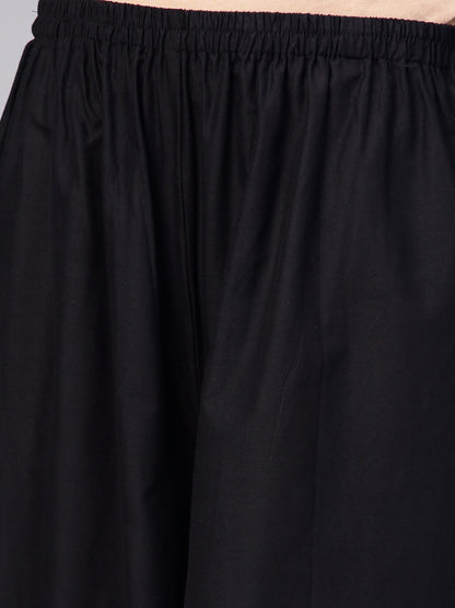 Women's Black Yoke Design Kurta With Palazzos