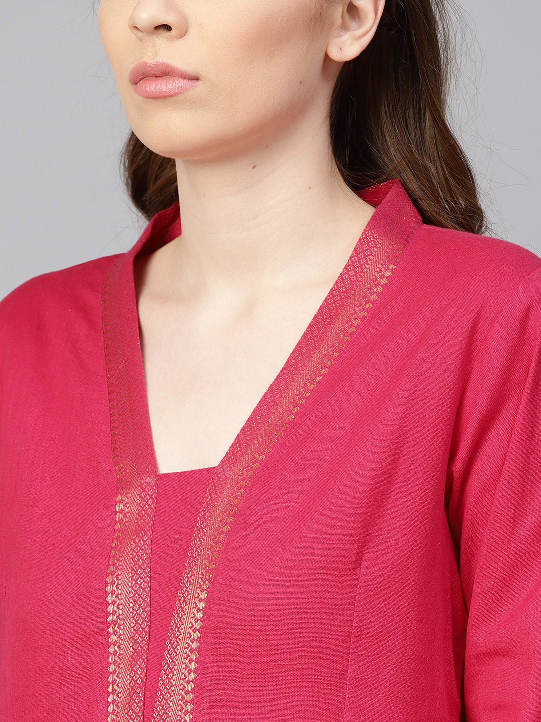 Women's Pink Solid Kurta With Palazzos