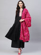 Women's Black Self Design Kurta With Palazzos & Dupatta