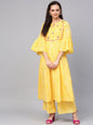Women's Black And Golden Printed Kurta With Palazzos