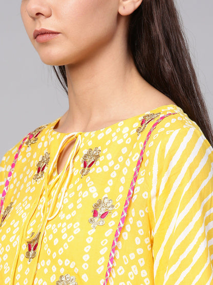 Women's Black And Golden Printed Kurta With Palazzos