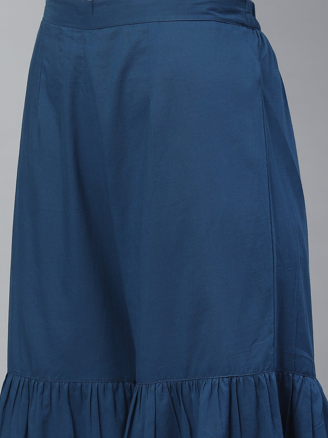 Women's Blue, Golden And White Bandhani Screen Printed Kurta With Sharara