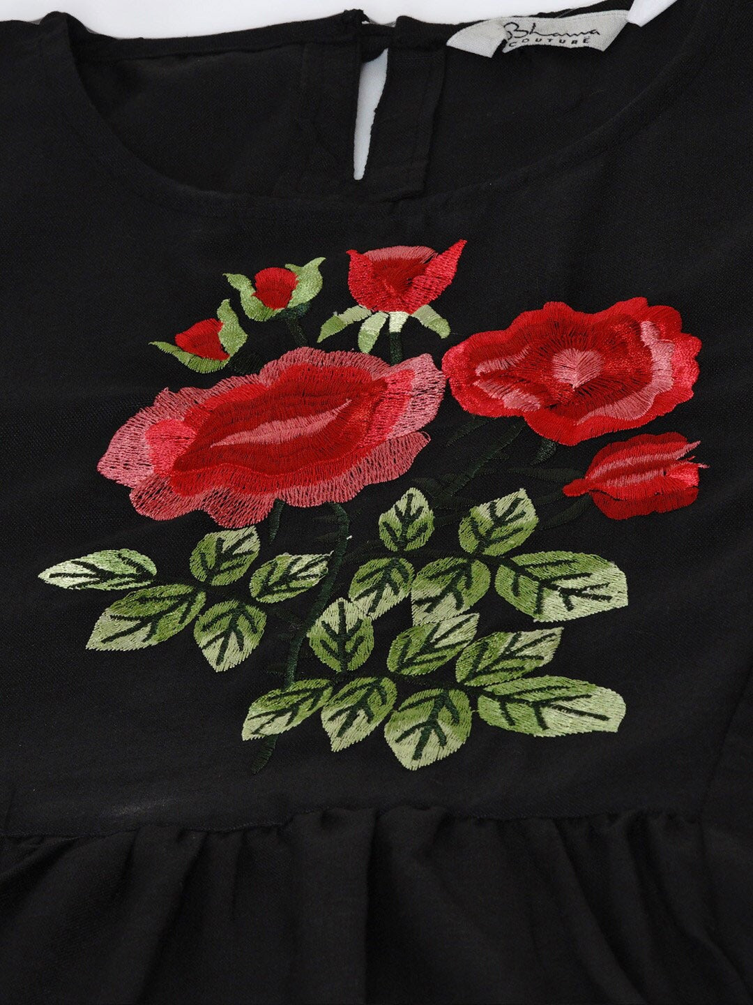 Women's Black Yoke Embroidered Kurta With Palazzos
