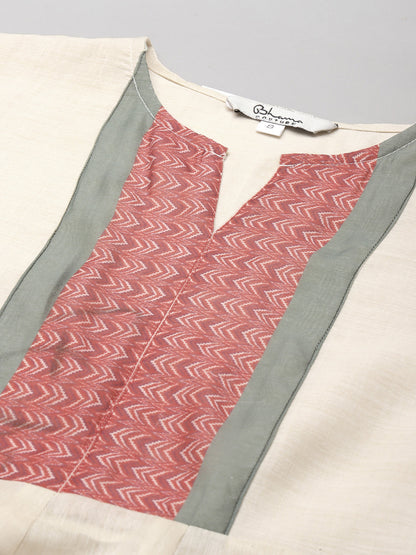 Women's Beige Floral Printed A-Line Kurta With Palazzos