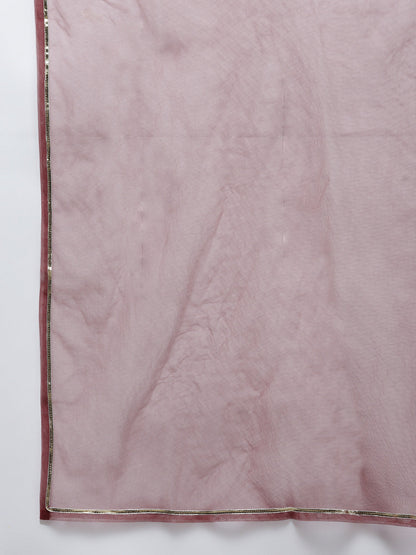 Women's Maroon Embroidered Kurta With Sharara With Dupatta