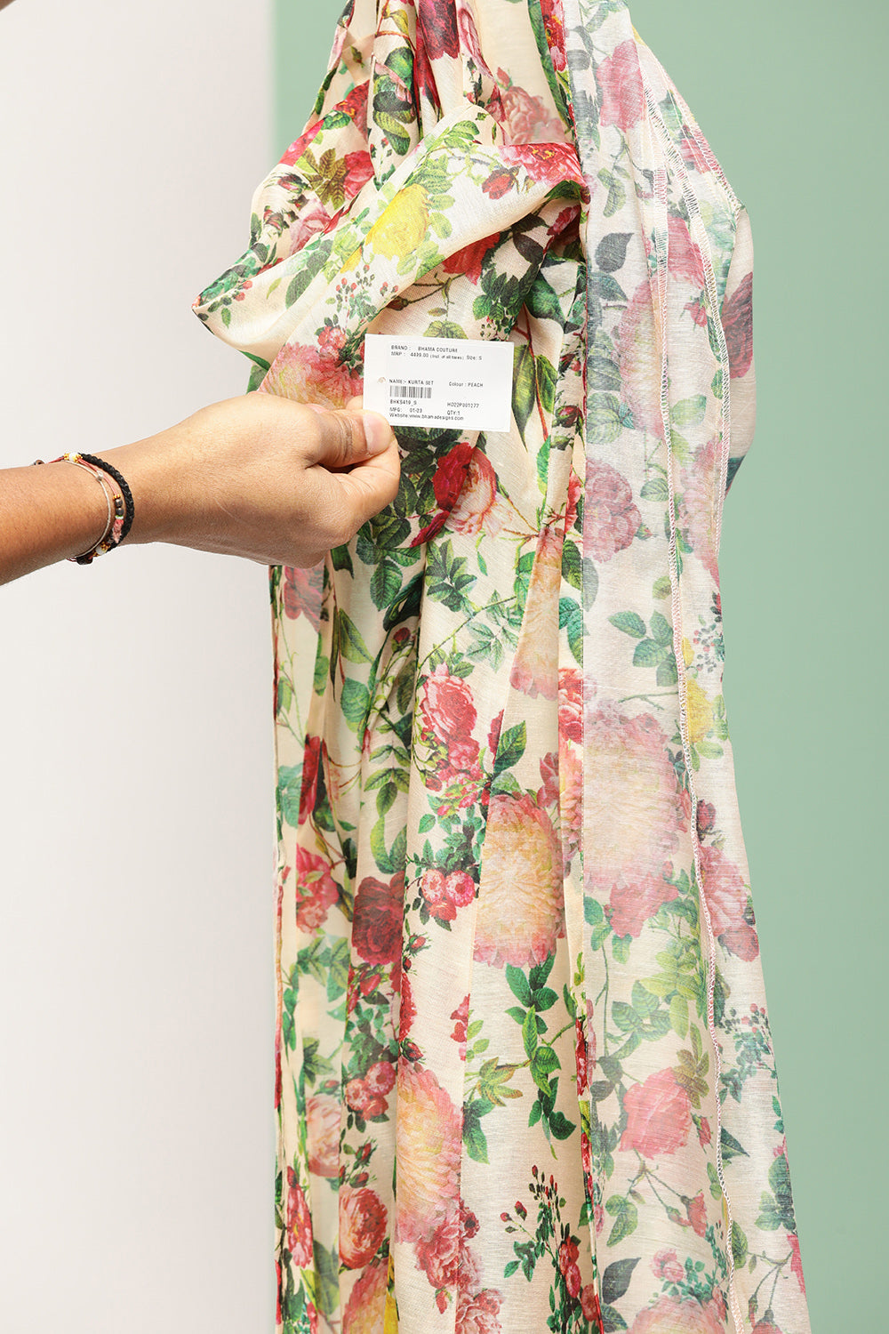 Women's Peach Floral Print Shrug & Inner Plain Short Spaghetti, With Flared Palazzos