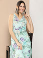 Women's Blue Floral Printed Kurta With Pants