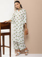 Women's Off White Floral Print Kurta With Off White Floral Print Palazzo