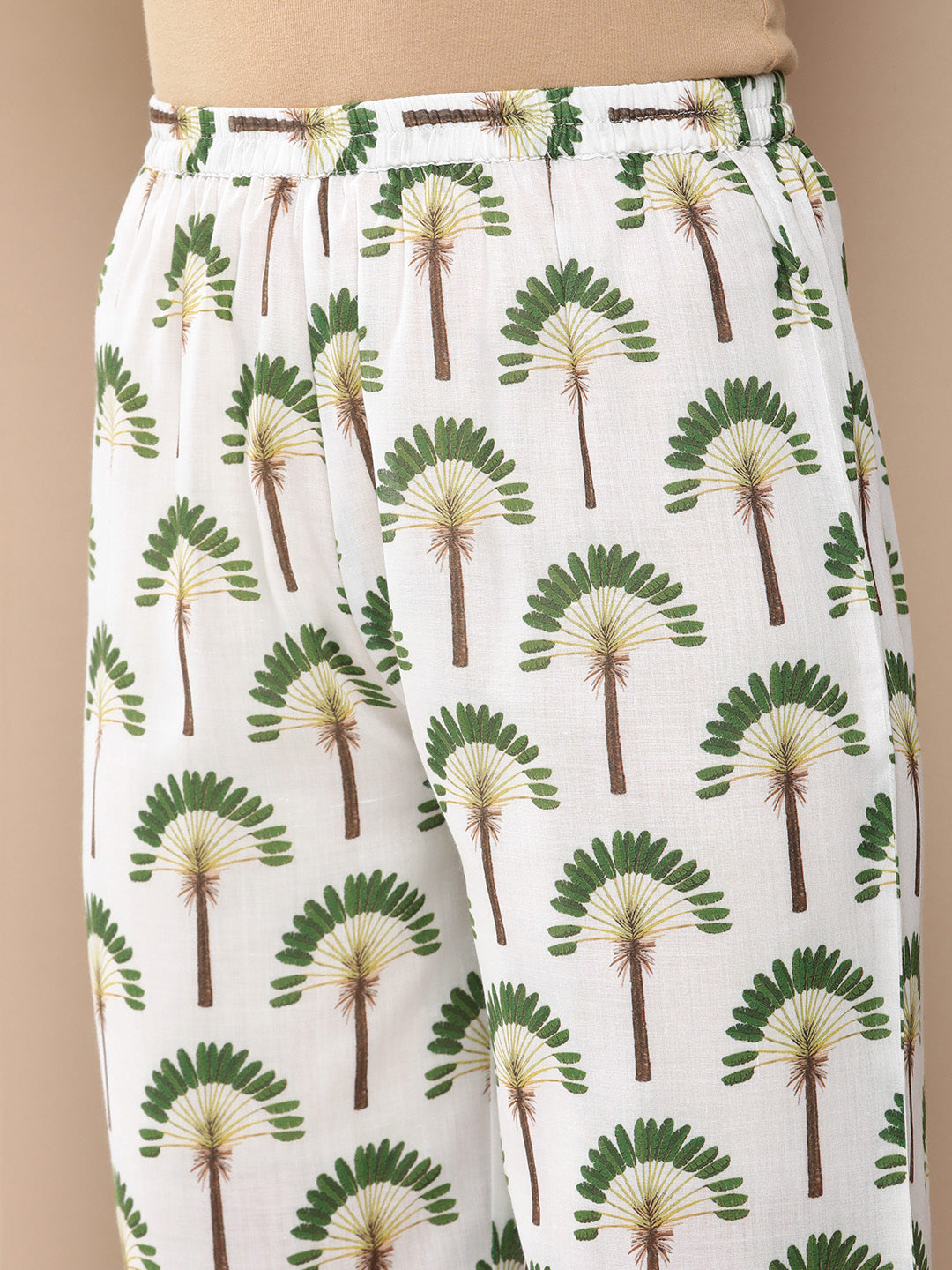 Women's Off White Floral Print Kurta With Off White Floral Print Palazzo
