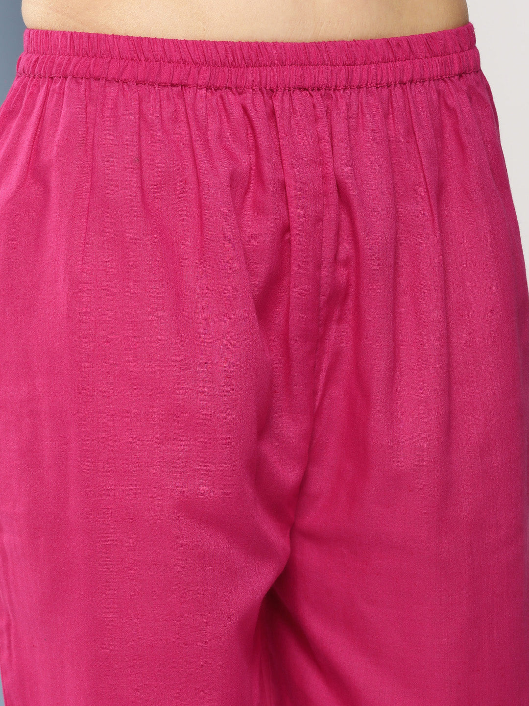 Women's Pink Floral Print A- Line Kurta With Lace Detailing & Pink Solid Palazzo With Lace Detailing