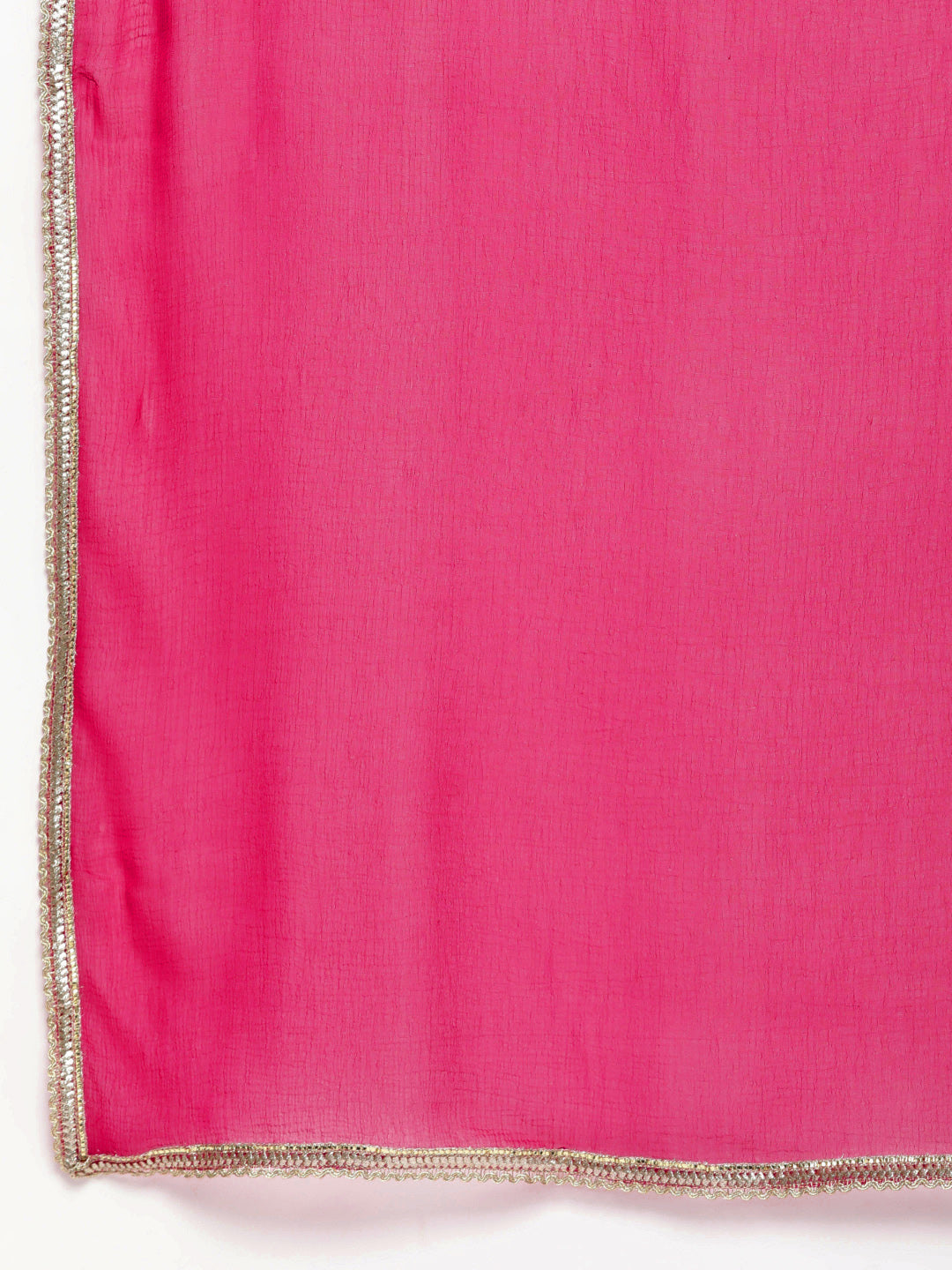 Women's Pink Floral Print A- Line Kurta With Lace Detailing & Pink Solid Palazzo With Lace Detailing