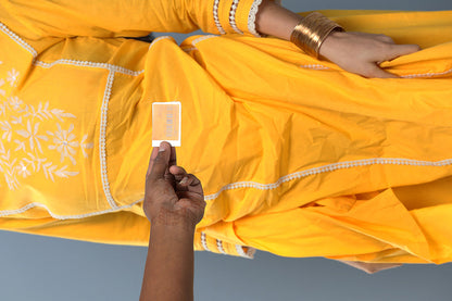 Women's Yellow Yoke Design Kurta With Lace Details & Yellow Solid Lace Details Palazzos