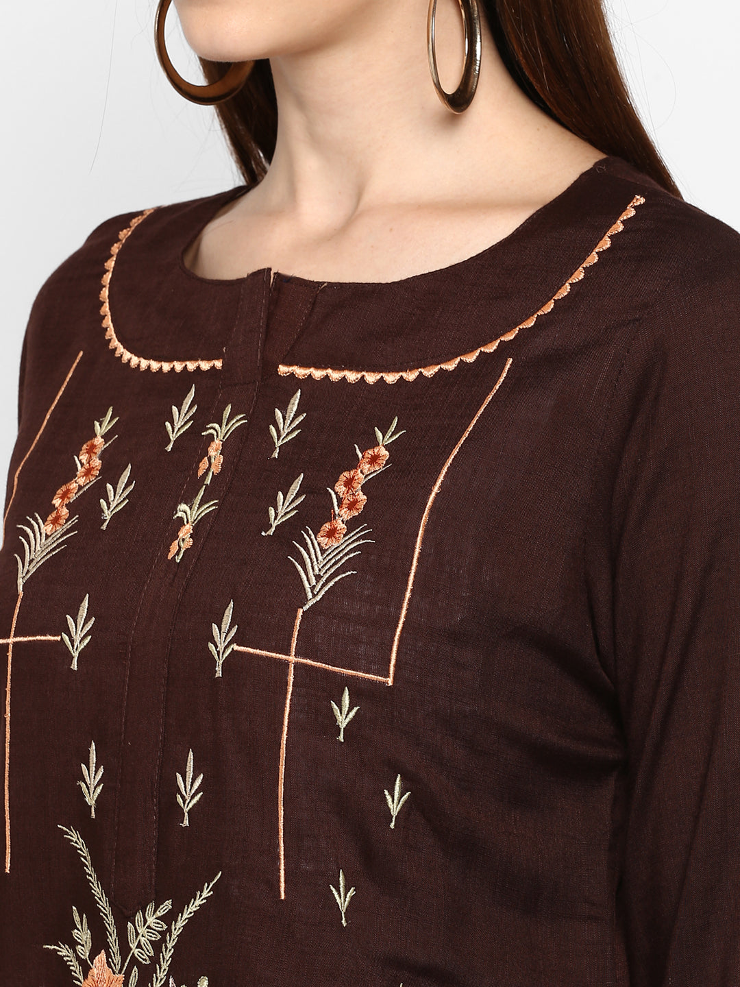 Women's Brown Rayon Kurta By Vbu