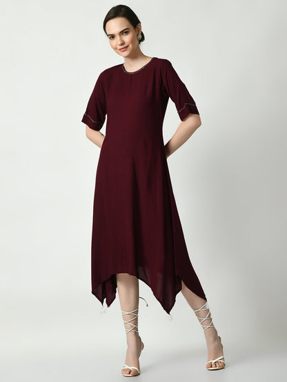Women's Coffee Brown A-Line Solid Kurta